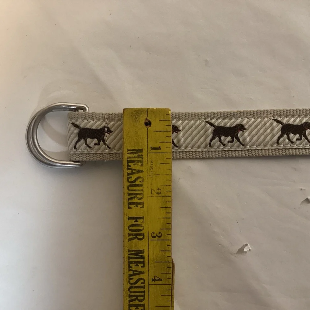L.L. Bean Belt tan striped with Labrador retrievers Men’s unisex size L / XL - Picture 5 of 11
